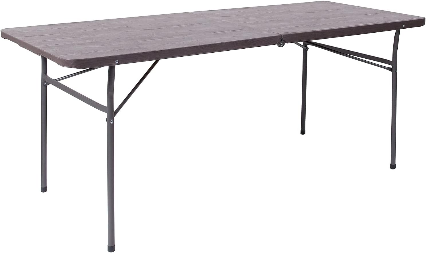Flash Furniture 5-Foot Bi-Fold Granite White Plastic Folding Table | Lightweight, Easy Storage, Commercial Grade, Carrying Handle