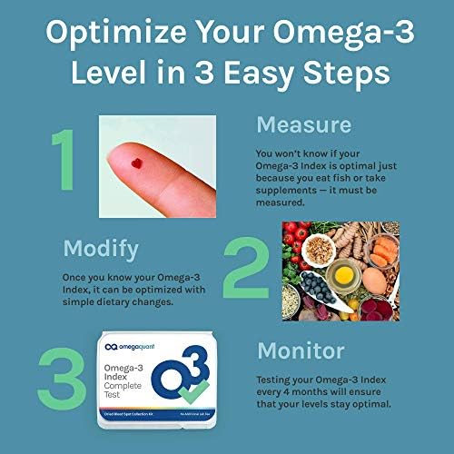 Omega Quant Omega-3 Index Complete - Complete Fatty Acid Profile Blood Test Kit | Includes - Omega-3s, Omega-6s, Saturated Fats, Monounsaturated fats