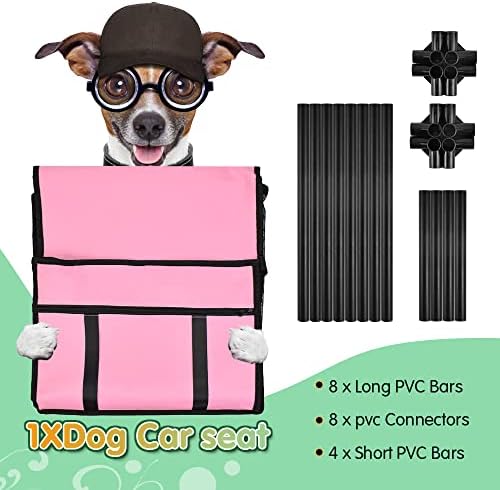 Dog Car Seat Puppy Portable Pet Booster Car Seat with Clip-On Safety Leash and PVC Support Pipe, Anti-Collapse,Perfect for Small Pets
