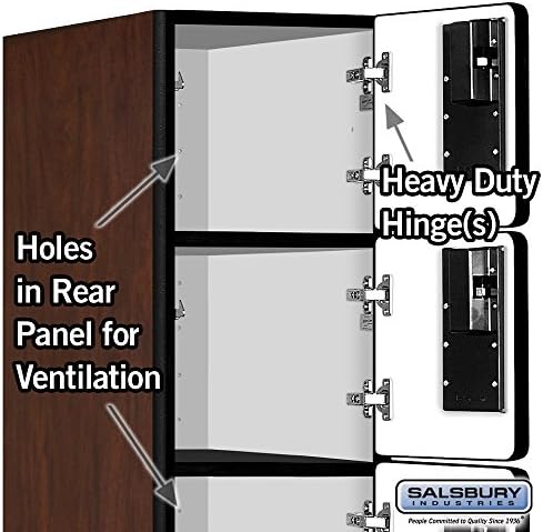 Salsbury Industries 6-Tier Box Style Designer Wood Locker with One Wide Storage Unit, 6-Feet High by 21-Inch Deep, Mahogany