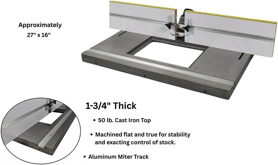 9630 MLCS Cast Iron Router Table Extension - Phenolic Plate & Fence