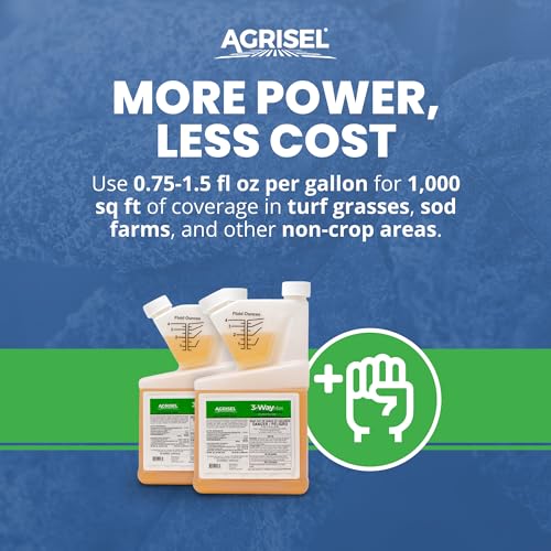 Agrisel 3 Way Max Weed Killer, Eliminate 50+ Weeds, Pet Safe, 128 Ounces | Safe on Grass, Weed Spray, Low Odor, Easy Mixing