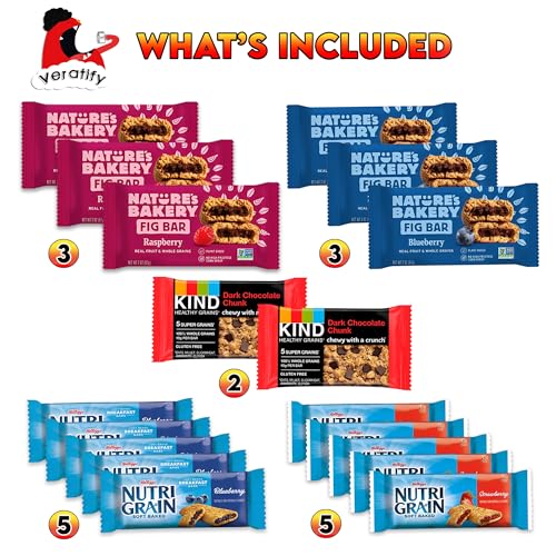 Veratify Healthy Mixed Snack Box (66 Count) Snacks Gift Basket Granola Bars Bulk Variety Grab and Go Men Women Adults Office Work Travel Employee