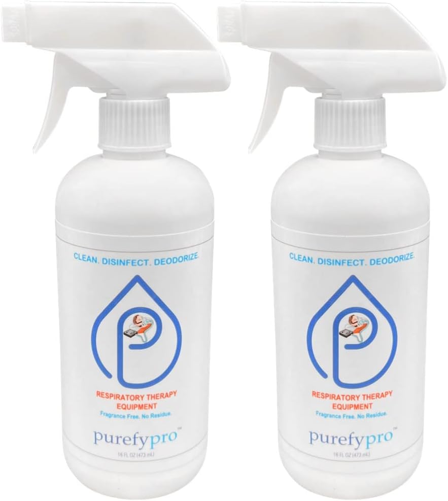 Purefypro CPAP Cleaner and Sanitizer Spray (16oz, 2pk). No Rinse. No Residue. Kills 99.9999% Norovirus, Flu Virus, and Fungi