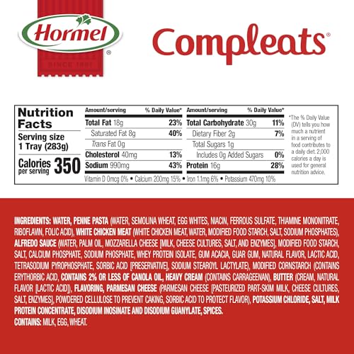 HORMEL COMPLEATS Chicken Alfredo Microwave Tray, 10 Ounces