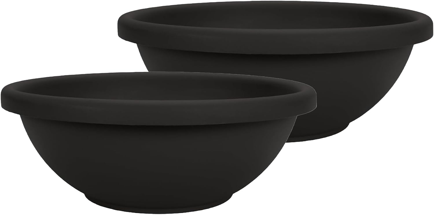 The HC Companies Shallow Planter with Drainage - Contemporary Garden Bowl Planter for Flowers, Herbs & More - Round Succulent Planter Pot for Indoors and Outdoors (20" Clay, Pack of 1)