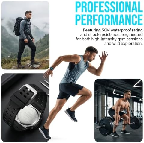 LYMFHCH Men's Digital Watch, Sports Waterproof Military Watches for Men LED Casual Stopwatch Alarm Tactical Army Watch