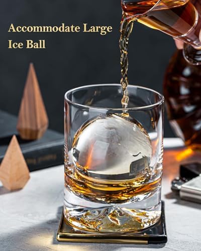 JBHO Hand Blown Crystal Double Old Fashioned Cocktail, Solid Whiskey Glasses, Rocks Glasses