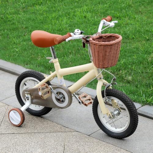 Kids Bike Basket Wicker Woven Front Bicycle Basket for Boys Girls Mini Handlebar Basket for Kids Bike or Scooter
