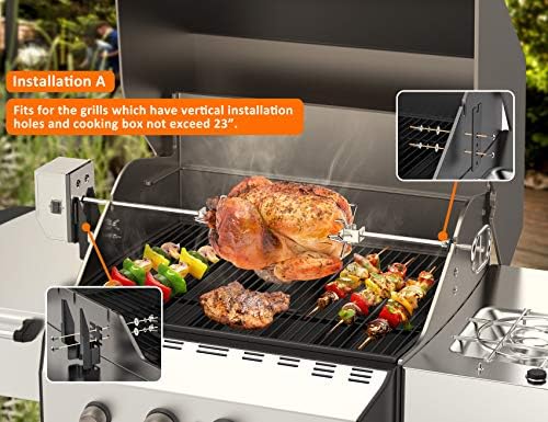 onlyfire Stainless Steel Grill Rotisserie Kit for Most Gas Grills