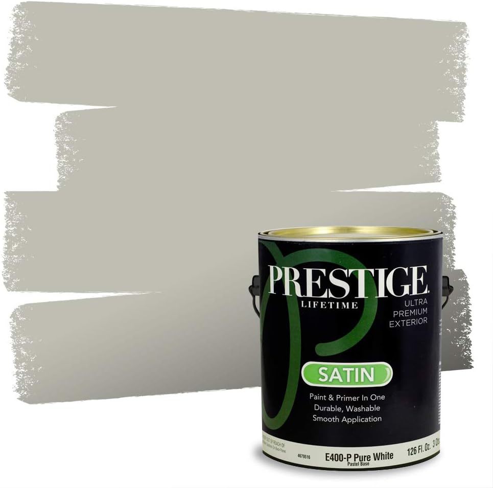 PRESTIGE Paints Exterior Paint and Primer In One, 1-Gallon, Satin, Comparable Match of Sherwin Williams* Ripe Olive*