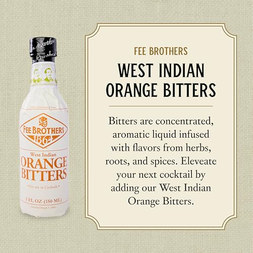 Fee Brothers West Indian Orange Cocktail Bitters, 5 fl oz (150ml) | Aromatic Cocktail Mixer & Concentrated Flavoring, Gluten Free, Vegan-Friendly