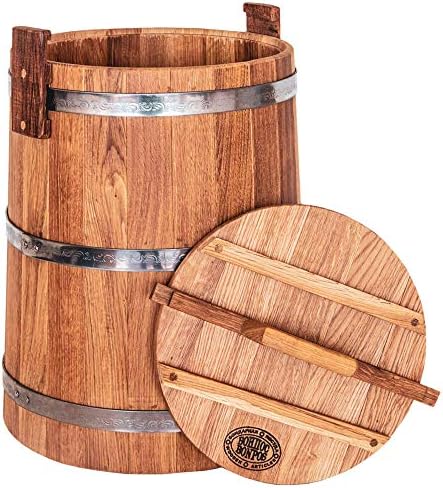 Wooden Bucket for Pickles and Sauerkraut, Wood Crock for Fermentation