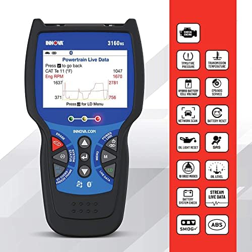 INNOVA 3160RS OBD2 Scanner, ABS Brake Bleeder, ABS SRS Engine Transmission Diagnoses, Clear Trouble Codes, Car Battery Tester & Alternator Tester