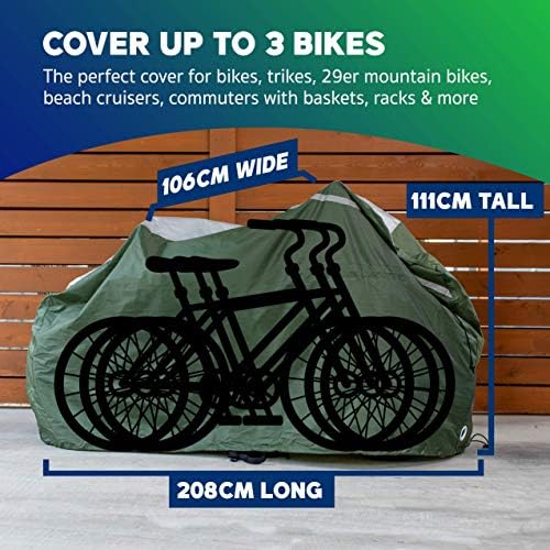 YardStash Bike Cover – XXL Reflective Bicycle Covers for Outside Storage - Waterproof & Weatherproof Garden Tarp Shelters for Bikes, Trikes, 29ers