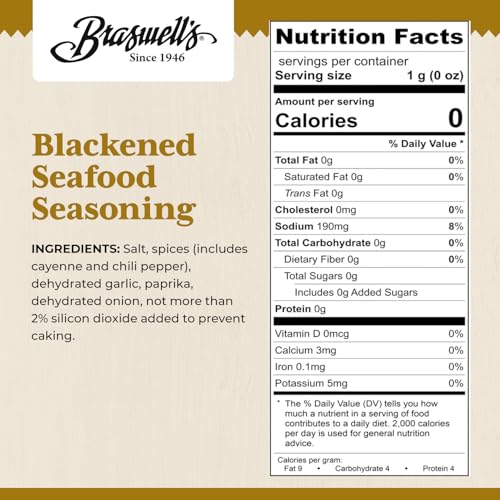 Braswell’s Select Blackened Seafood Seasoning – Small-Batch, Renowned Specialty, Made in USA, Since 1946 (5.25oz)