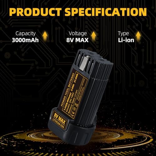 3.0Ah DCB080 Battery Replacement for Dewalt 8V Battery 2Pack | Fits DCF680N1 DW4390 DCF680N2 DCF680G2