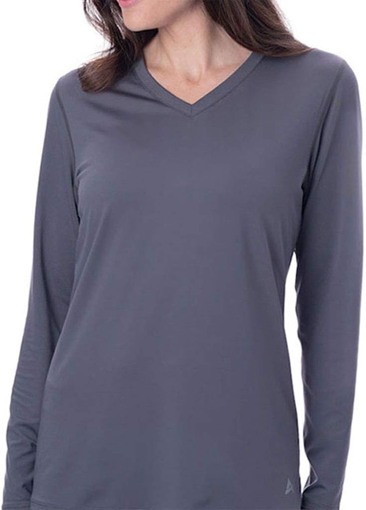 Arctic Cool Women's V-Neck Instant Cooling Moisture Wicking Performance UPF 50+ Long Sleeve Shirt | Lightweight Breathable Top for Running, Workout