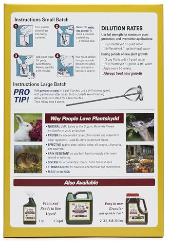Plantskydd Animal Repellent for Deer, Rabbit, Voles, Powder Concentrate 1lb | Makes 1 Gallon of Liquid Repellent