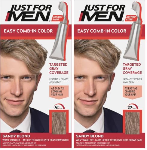 JUST FOR MEN Easy Comb-In Color, No-Mix, Light Brown A-25 (1 Pack) | Easy Comb-In Color light brown patented no-mix formula instantly combs away gray. Targeted gray coverage. Easy application.