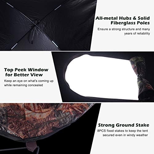 GYMAX Hunting Blind, 3 Persons Pop Up Ground Blind with Hub System, Carry Bag for Deer & Turkey