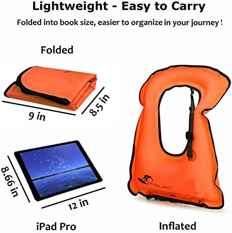 OMOUBOI Snorkel Vest for Adults Swim Vests Inflatable Snorkeling Jackets for Diving, Snorkeling, Swimming Safety (Suitable for 100-220 lbs)