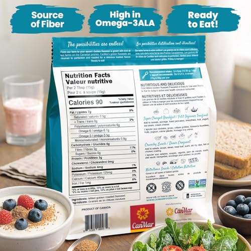 Ground Flaxseed 42 oz, Cold Milled Golden Roasted Flaxseed Meal Powder | Roasted, Non-GMO, gluten free, vegan, omega-3 ALA, fiber, linseed, linaza molida, smoothies and baking