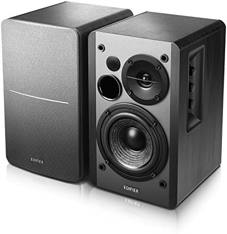 Edifier R1280DB Powered Bluetooth Bookshelf Speakers - Optical Input - Wireless Studio Monitors - 4 Inch Near Field Speaker - 42W RMS - Wood Grain (Black)