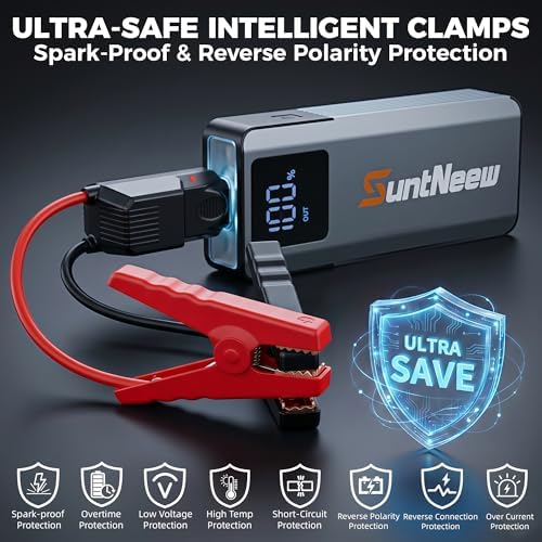 Jump Starter Power Bank 16000mAh, 12V Heavy-Duty Battery Booster for 8.0L Gas/6.5L Diesel Vehicles (Cars, Trucks, SUVs, ATVs)