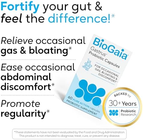 BioGaia Gastrus L reuteri Probiotic | 35 Years of Clinical Gut Research | L reuteri 6475 + 17938 Probiotics | Ease Gut Discomfort, Gas & Bloating | Promotes a Healthy Gut & Microbiome | 30 Chewables
