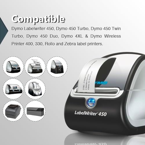 BETCKEY - Compatible DYMO 30334 (2-1/4" x 1-1/4") Multipurpose Barcode Labels, Perforated, Compatible with DYMO Labelwriter 450, 4XL, NOT FIT 550 & 5XL [10 Rolls/10000 Labels]
