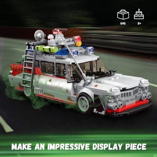 Ghost Car ECTO-1 Building Blocks Kit for Adults, Compatible with Lego Speed, Race Vehicle Building Toy for Kids Boys 8-14
