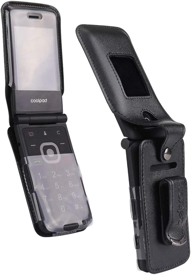 BELTRON Fitted Leather Case for Coolpad Snap 3312A Flip Phone (Boost Mobile, Sprint, T-Mobile, Virgin Mobile) Features: Rotating Belt Clip