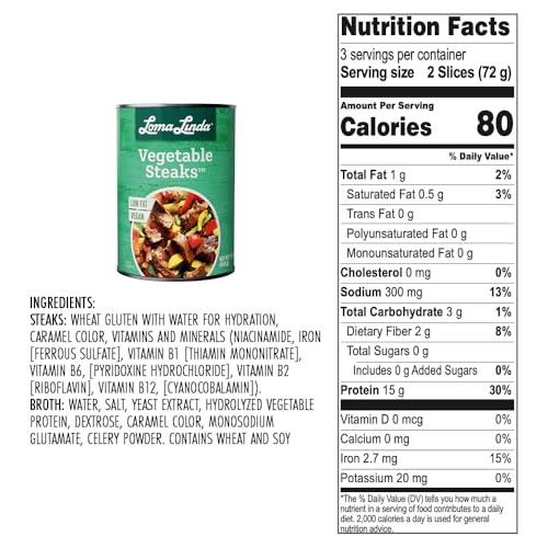 Loma Linda - Plant-Based Meats (Vegetable Steaks (15 oz.), 12 Pack)