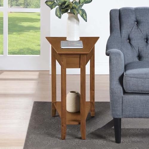 Convenience Concepts American Heritage Wedge End Table 24" - Classic Living Room Table with Storage Shelf, Side Table for Family Room, Bedside Table, Espresso