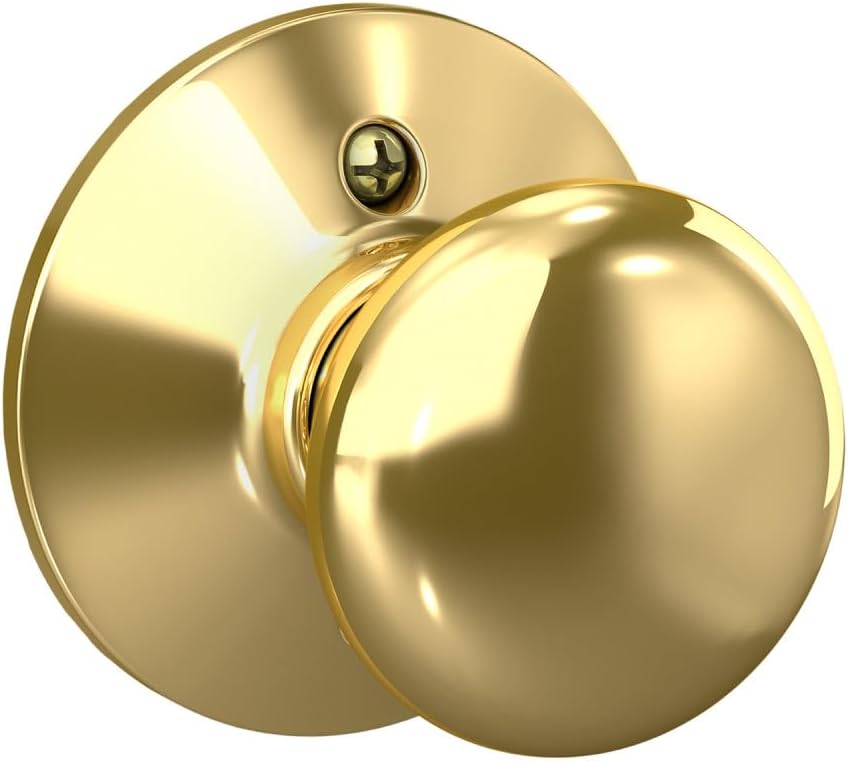 Schlage Plymouth Bed/Bath Privacy Door Knob with Lock, Satin Nickel | Interior bedroom or bathroom door knob with push button lock, Easy to install, Certified durability, Universal fit