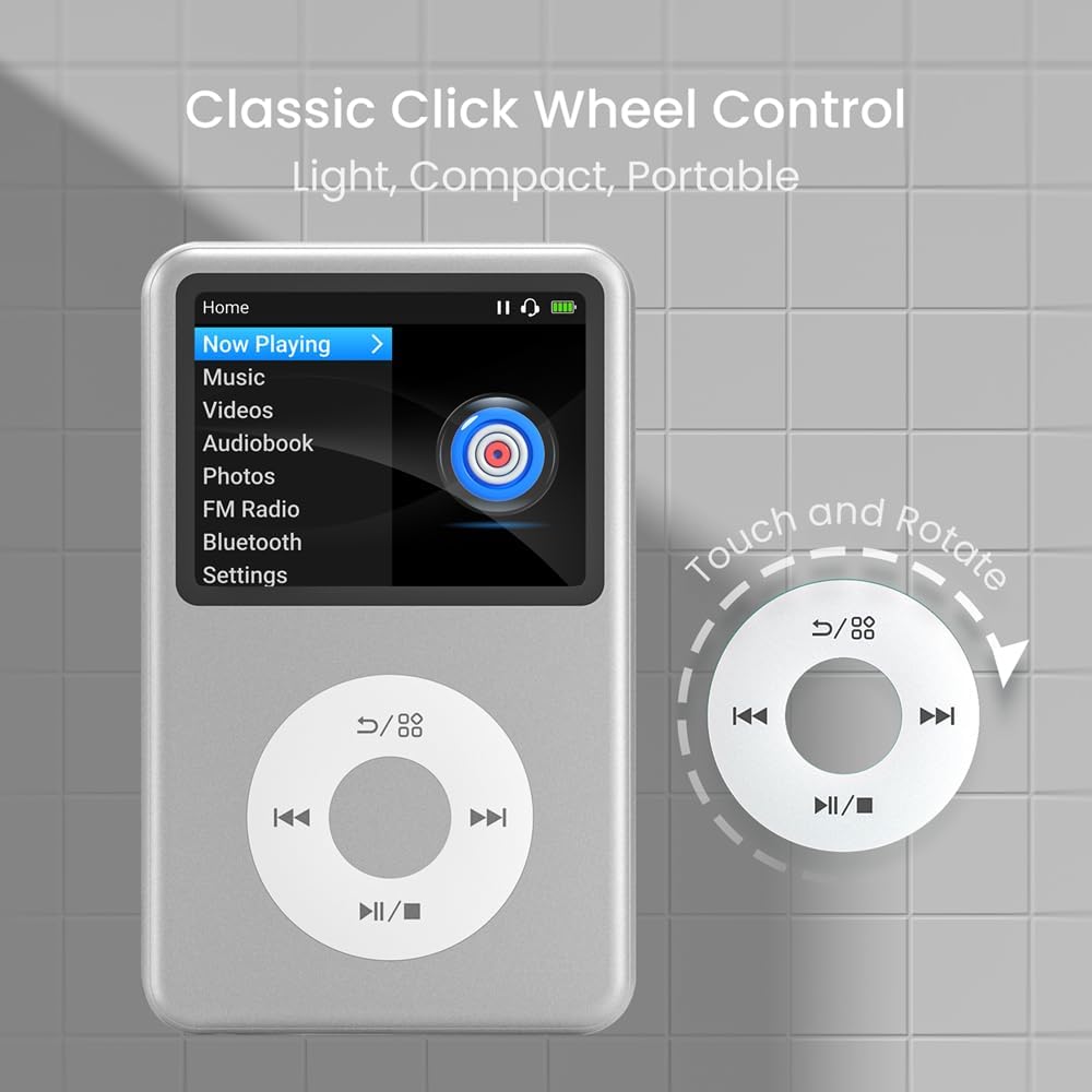 MP3 Player with Bluetooth 128GB Portable Music Digital Players Supports Playlist Audiobook Video Nice Gadget for Kids Black