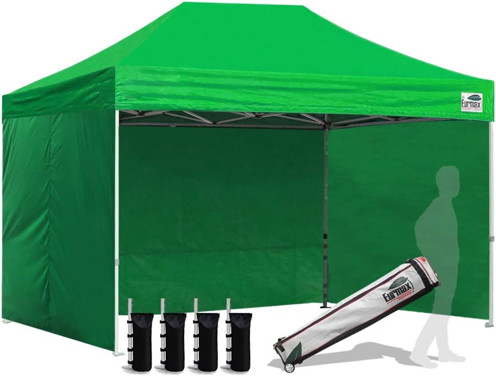 Eurmax USA 10x10 Pop Up Canopy Tent,Commercial Tent with Patented No-Tip Rolling Bag,4 Zippered Removable Walls,UV & Water Resistant Canopy Top,Heavy Duty Outdoor Gazebo,Instant Shelter(White)