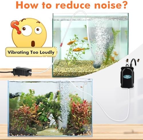 hygger Mini Aquarium Air Pump Kit Small Fish Tank Air Pump 1W for 2-20 Gallon Fish Bowl with Air Tube Air Bubbler Stone Check Valve