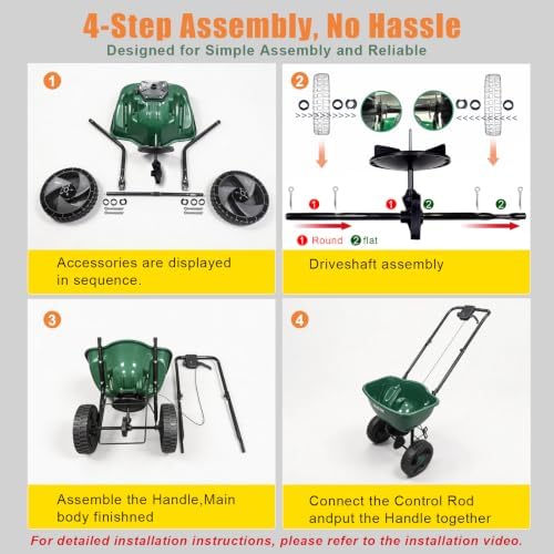 15L Walk-Behind Broadcast Spreader, Push Seed & Fertilizer | Adjustable 6 Flow Controls, Suitable For Seed, Fertilizer, Salt And Ice Melt