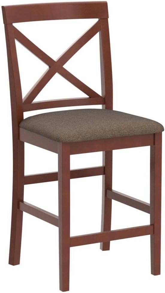 East West Furniture PBS-OAK-W Pub Counter-Height Bar Stool - Pub Height Kitchen Chairs, Set of 2, Oak