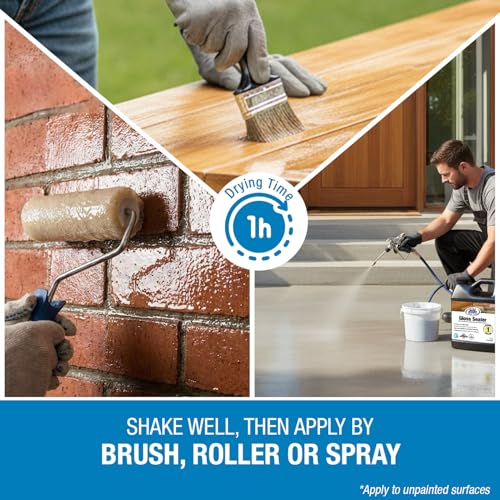 Rainguard Clear Gloss Sealer, Wet Look Water Based Silicone Acrylic Waterproofer for Concrete, Wood, Brick, Stone & Masonry Surfaces, Ready to Use, 1 Gallon | Water Based Silicone Acrylic For Wood, Brick, Stone & Masonry Surfaces, Ready To Use For Pavers…