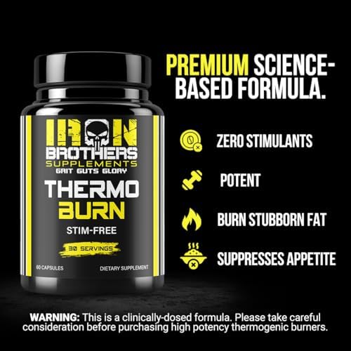 Iron Brothers Stimulant Free Fat Burner | Non Stim Thermogenic Metabolism Booster for Weight Loss | Caffeine Free Diet Pills with Acetyl L-Carnitine