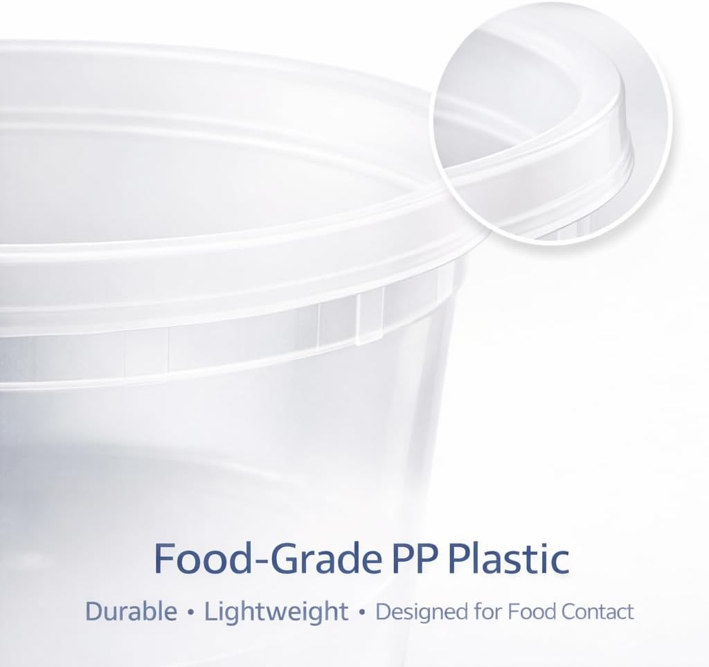 32 oz [20-Pack] Microwavable Plastic Deli Food Storage Containers with Lids