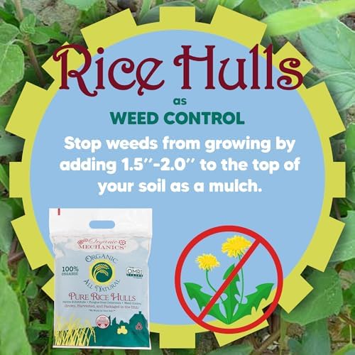 Organic Mechanics Pure Rice Hulls, 2 Cu Ft - Sustainable Alternative to Perlite - Enhances Drainage, Porosity and Air Space - Eco-Friendly