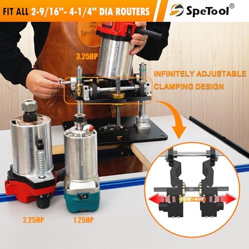 SpeTool Router Lift System – Heavy-Duty Aluminum Router Lift Kit for Woodworking