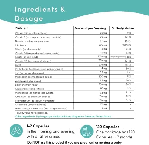 Dolovent Vitamin B2, Magnesium & CoQ10 Formula, 120 Capsules | Dietary supplement with 400mg vitamin B2, magnesium & CoQ10, supports brain health