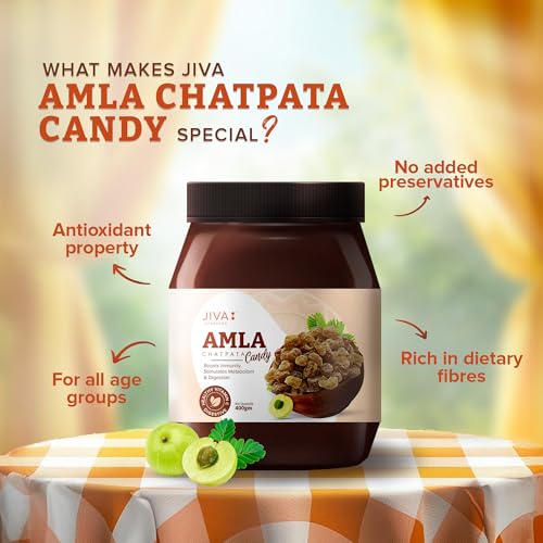 Jiva Ayurveda Amla Candy (Chatpata) - 400g (14.1 oz) | Tangy Indian Gooseberry Bites | Natural Vitamin C & Antioxidant Rich | Zesty Sweet & Spicy