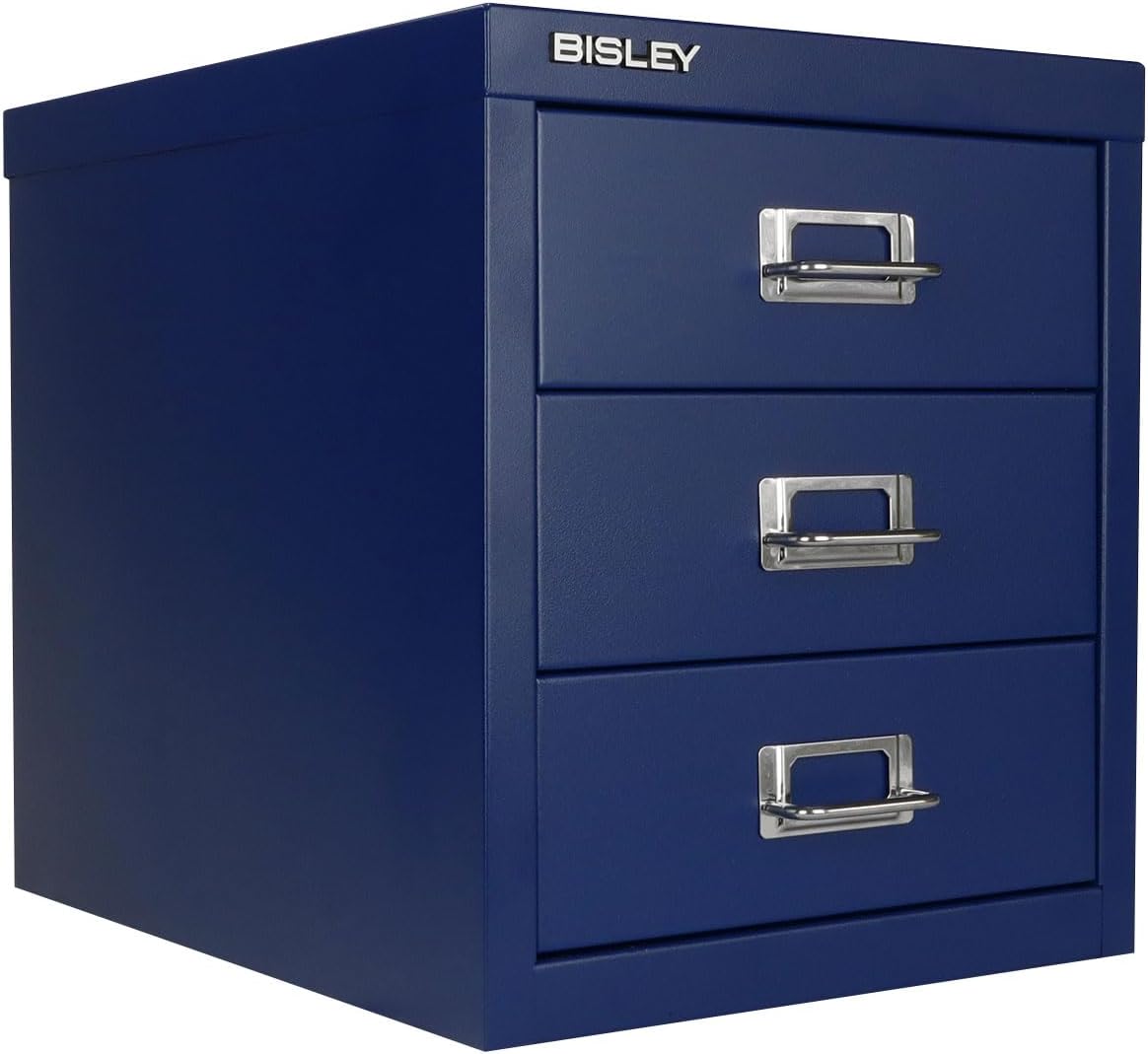 5-Drawer Steel MultiDrawer Cabinet - Orange, by Bisley | Chrome Pull Handles with Label Holders, Powder-Coated Steel, Removable Drawers, Desktop Storage, Labels Included