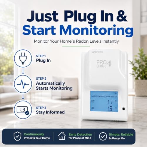 Safety Siren Pro Series 4 Plug-in Radon Detector for Home Basement